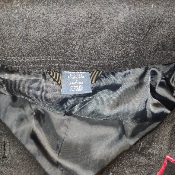 GAP Girl black double button long coat 60% wool size 5 - Picture 2 of 2